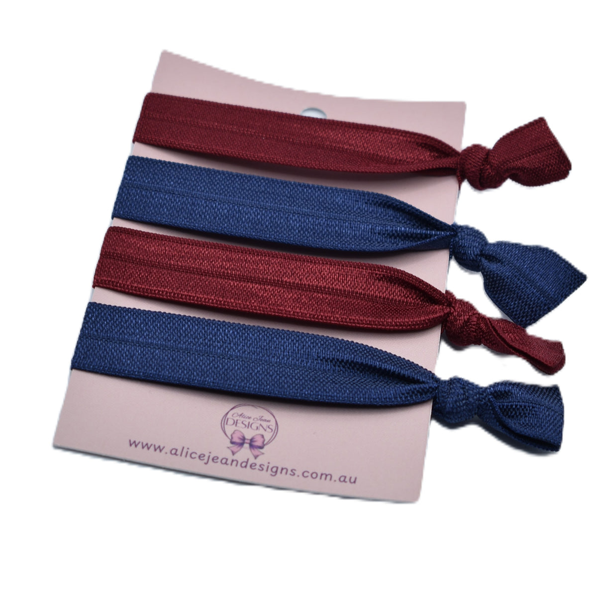 School Elastic Hair Ties - Navy & Burgundy