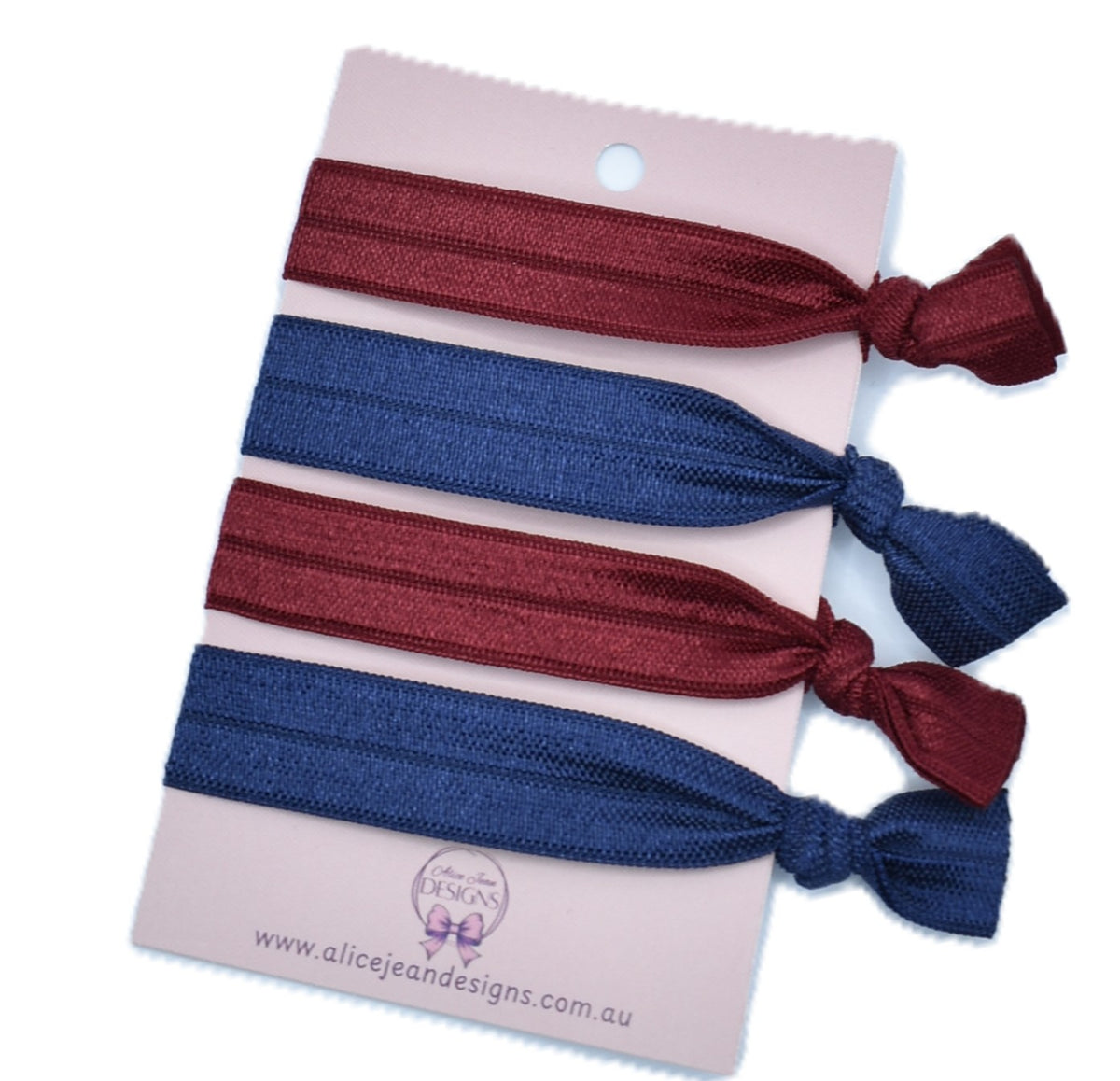 School Elastic Hair Ties - Navy & Burgundy