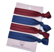 School Elastic Hair Ties - Navy & Burgundy