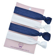 School Elastic Hair Ties - Navy & White