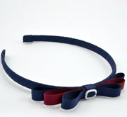 School Headband - Pearl Buckle - navy & burgundy