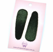 Velvet Snap Clips - pair of 2 - bottle green