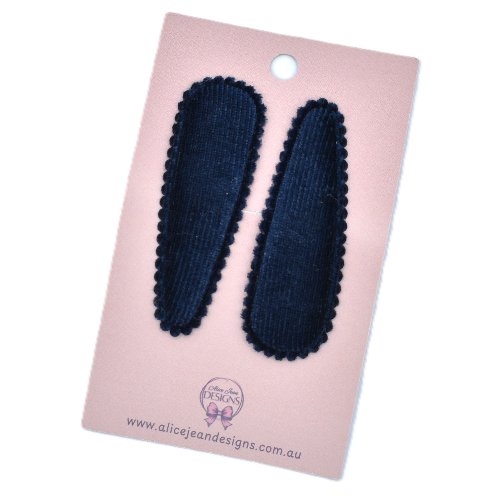 Velvet Snap Clips - pair of 2 - navy blue