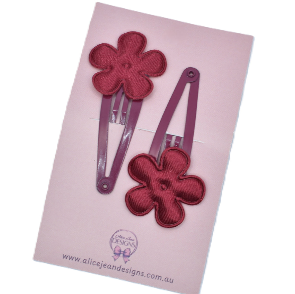 School Snap Clips - Burgundy Flower
