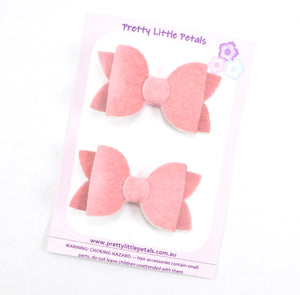 Annabelle - Velvet piggytail bows - pink