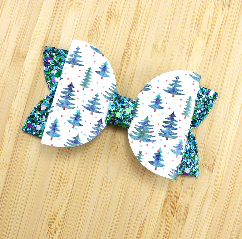 Annabelle Bow Hair Clip - Christmas Trees