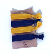 School Elastic Hair Ties - Royal Blue & Yellow Gold