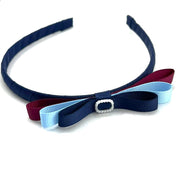School Headband - Pearl Buckle - navy/light blue/burgundy