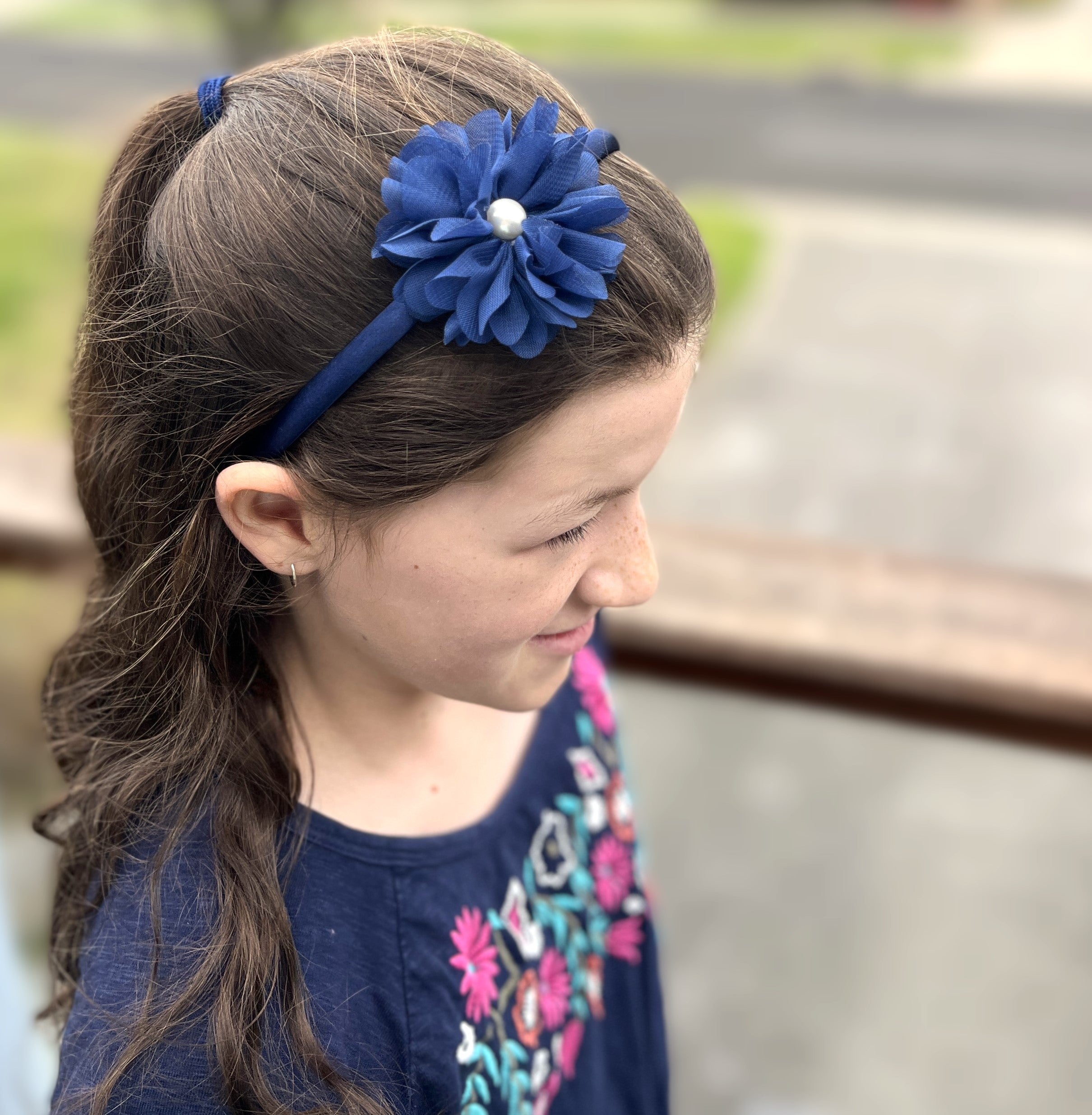 Flower Headband - navy blue