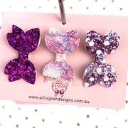 Set of 3 glitter hair bows