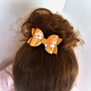 Annabelle Bow Hair Clip - Mustard Floral