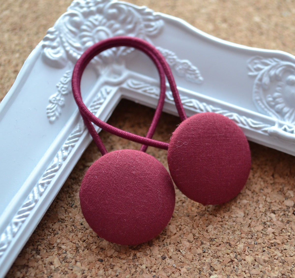 School Button Hair Ties - Burgundy