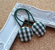School Button Hair Ties - Bottle Green Gingham
