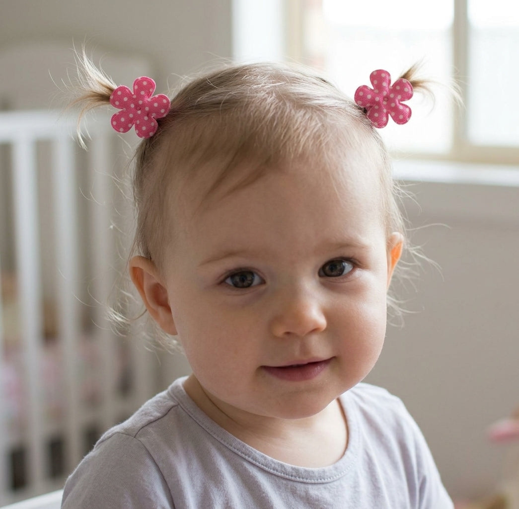 Mini Hair Ties - Bright Pink Flowers