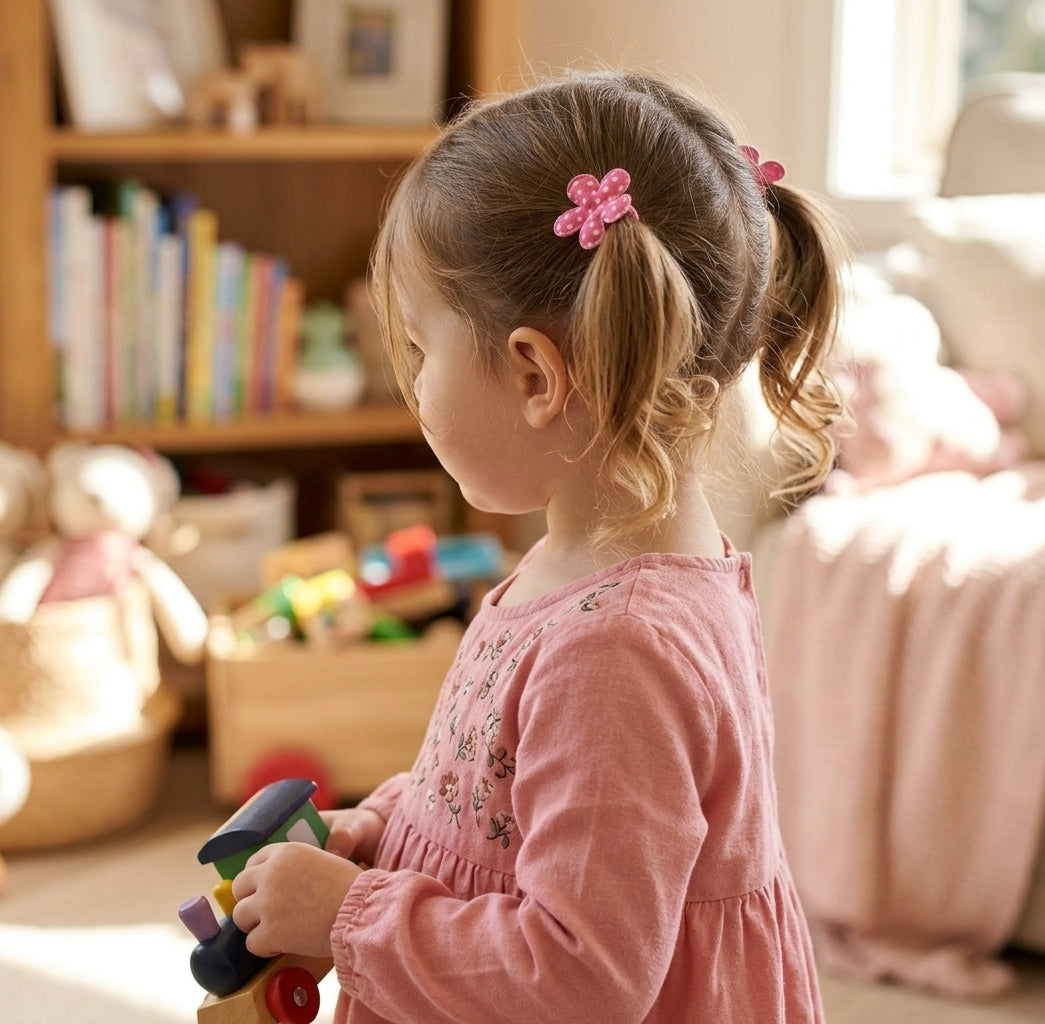 Mini Hair Ties - Bright Pink Flowers