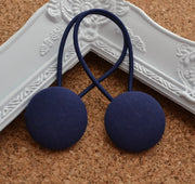 School Button Hair Ties - Navy Blue