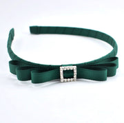 School Headband - Rhinestone Buckle - Bottle Green