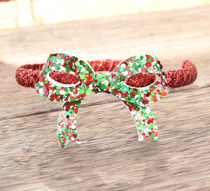 Christmas Willow Bow Headband - red & green