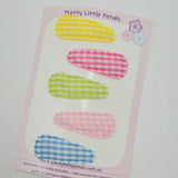 5 pack of baby hair clips gingham print