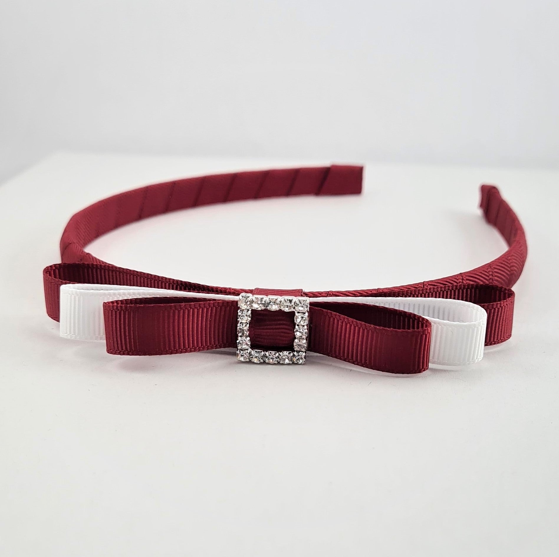 School Headband - Ribbon Bow with rhinestone buckle