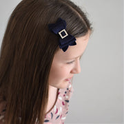 Annabelle Bow Hair Clip - Navy felt bow