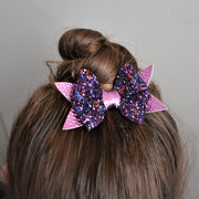 Sophia Bow Hair Clip - rainbow glitter