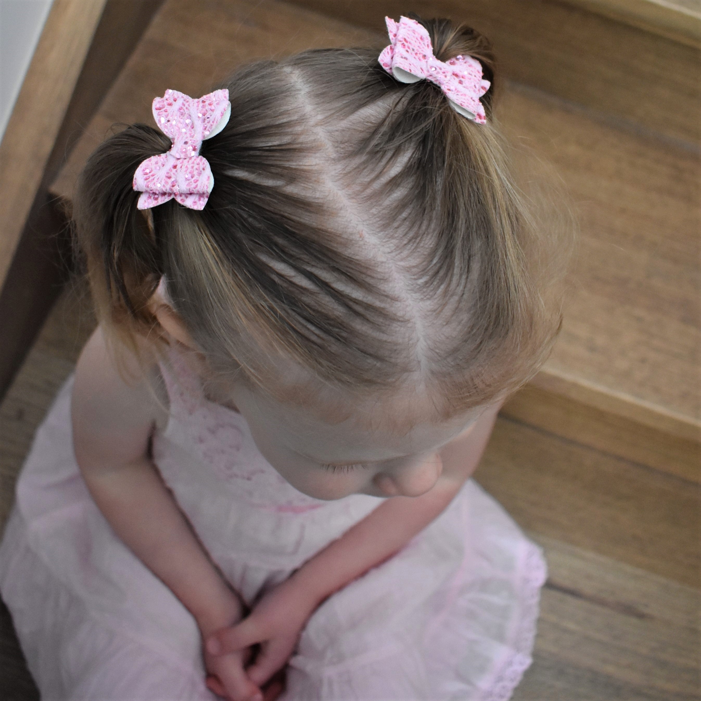Annabelle - Pink lace piggytail bows
