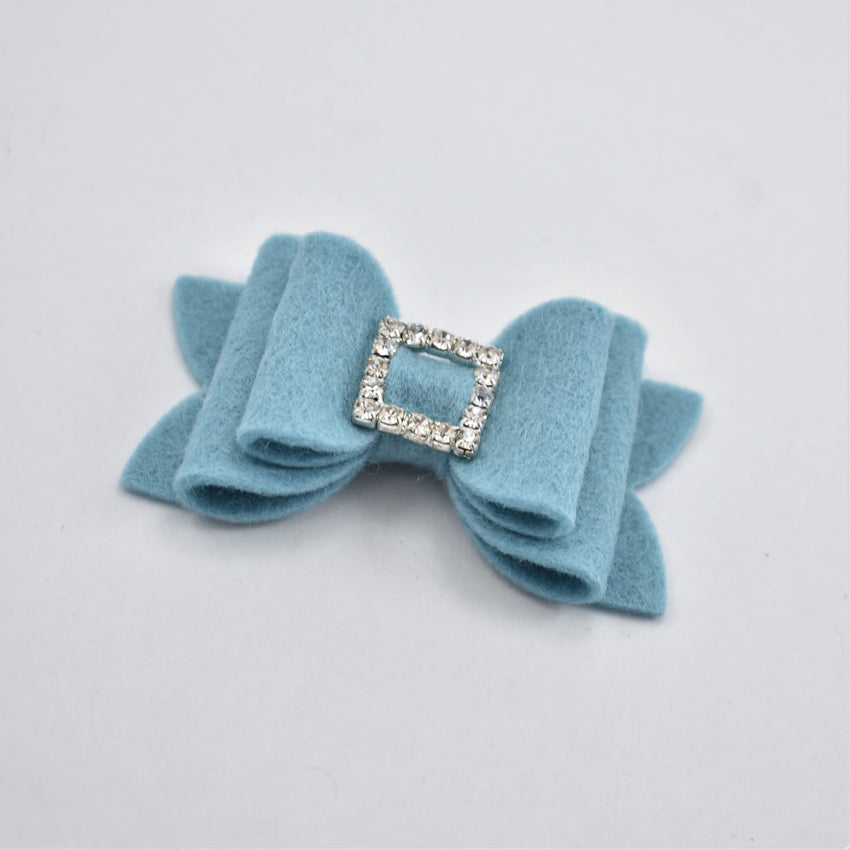 Annabelle Bow Hair Clip - Felt bow with rhinestone