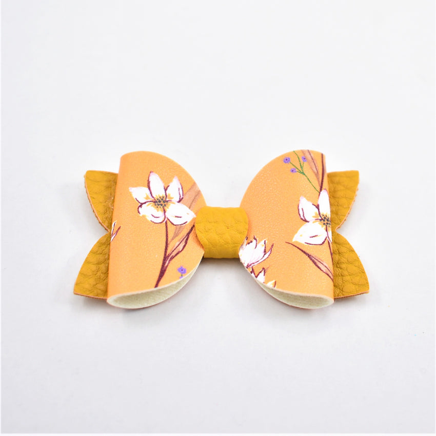 Annabelle Bow Hair Clip - Mustard Floral