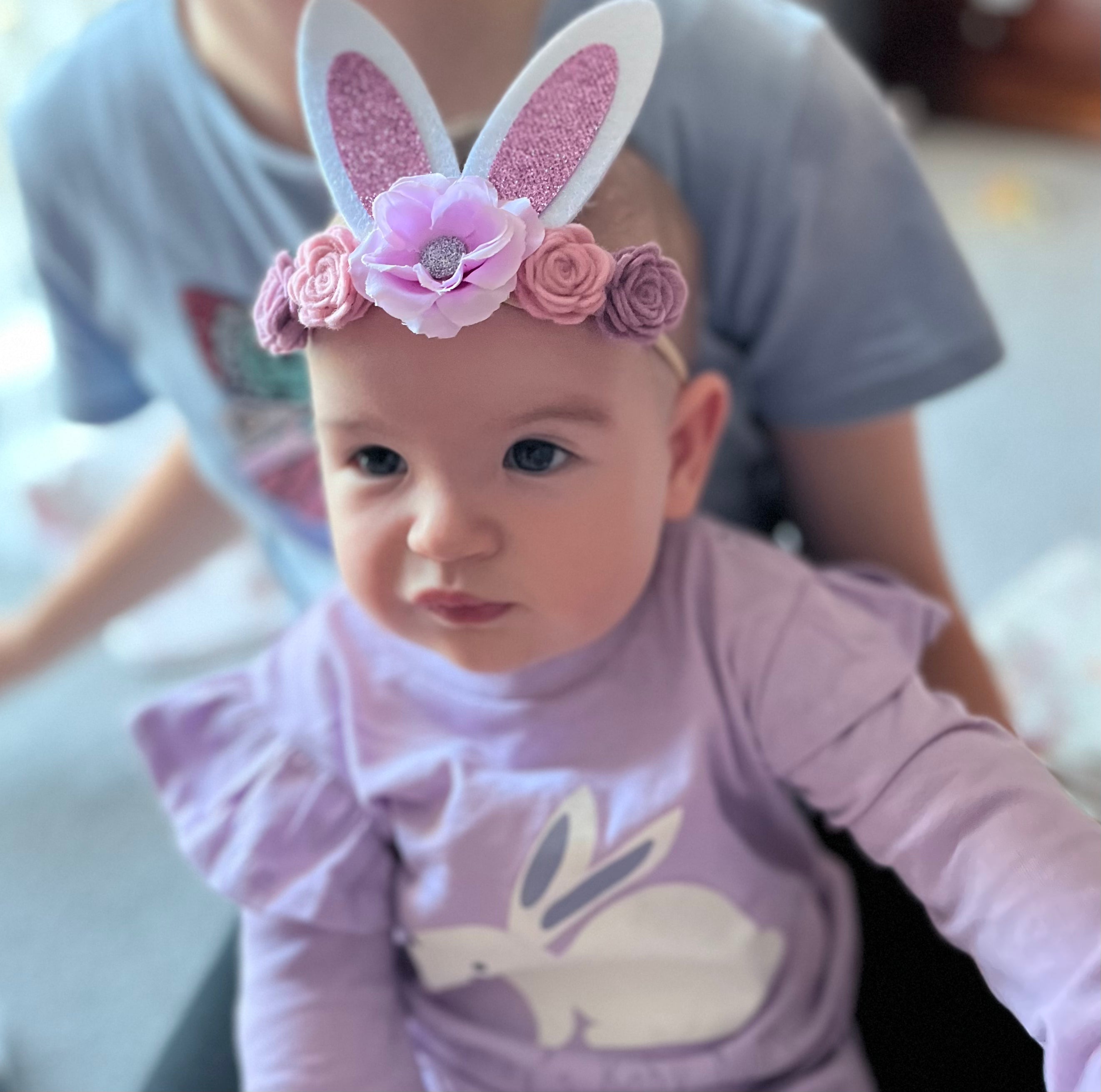 Glitter Easter Bunny Ears Headband - purple
