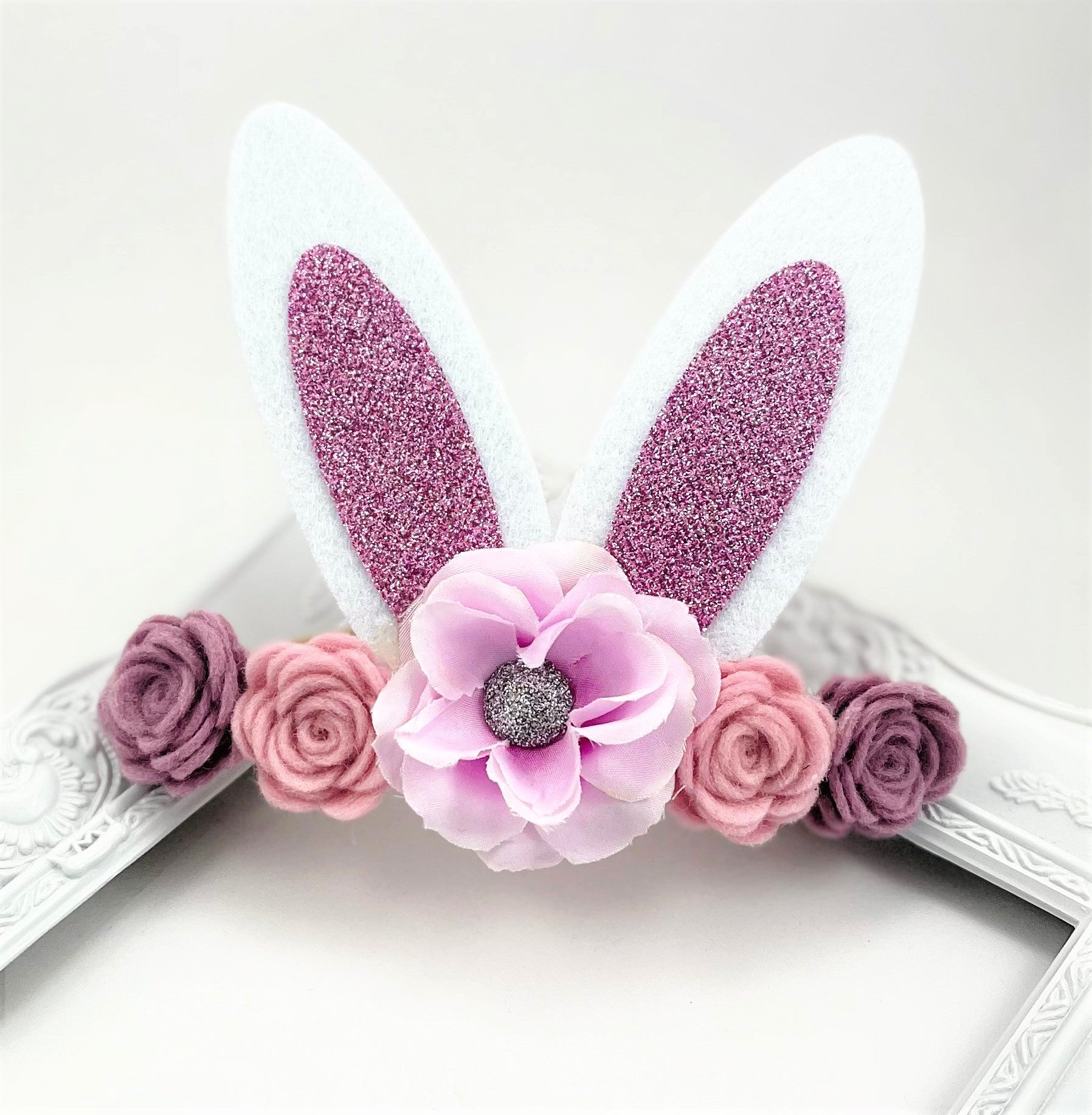 Glitter Easter Bunny Ears Headband - purple
