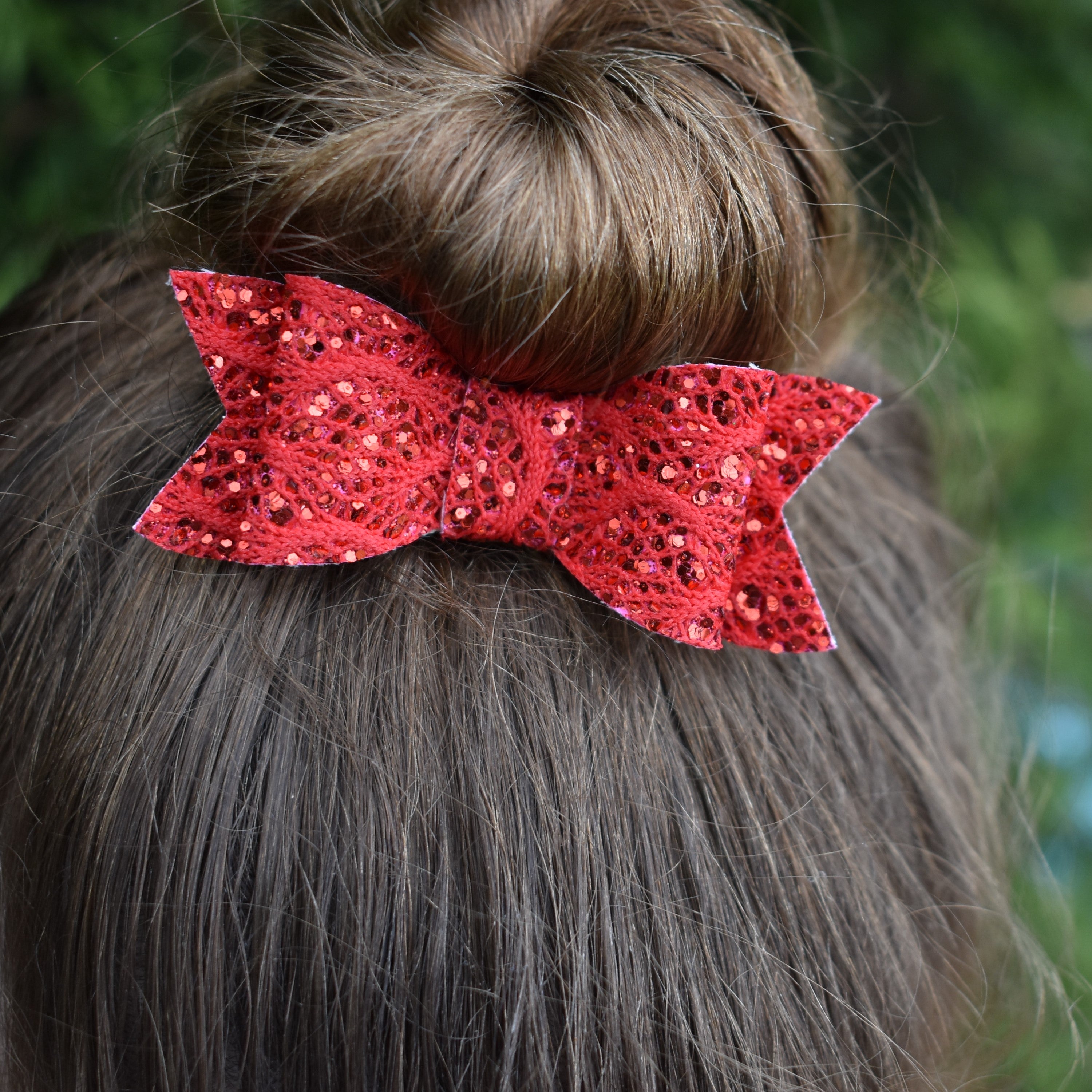 Madeleine Bow Hair Clip - red lace