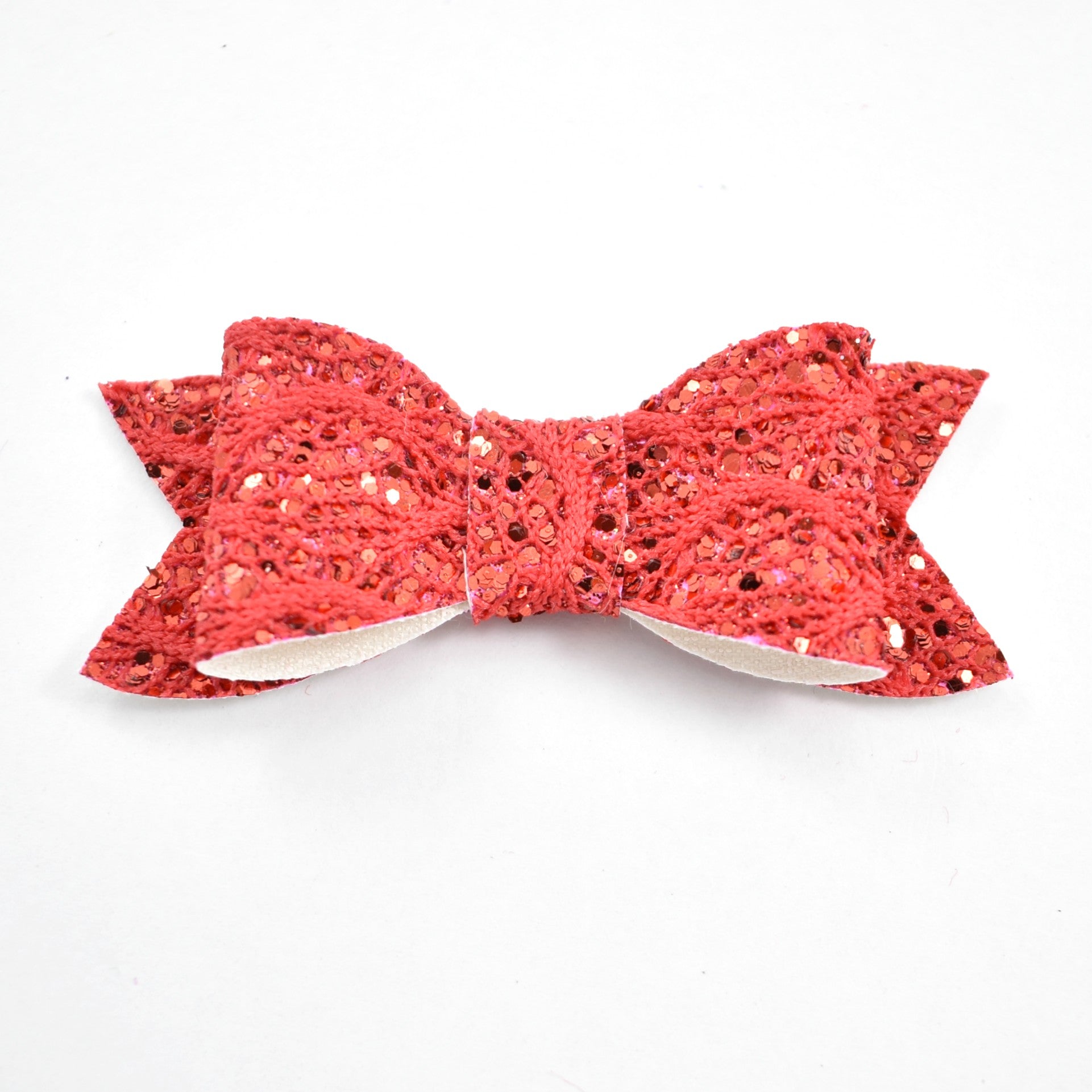 Madeleine Bow Hair Clip - red lace