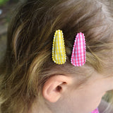 yellow and pink baby snap hair clips 